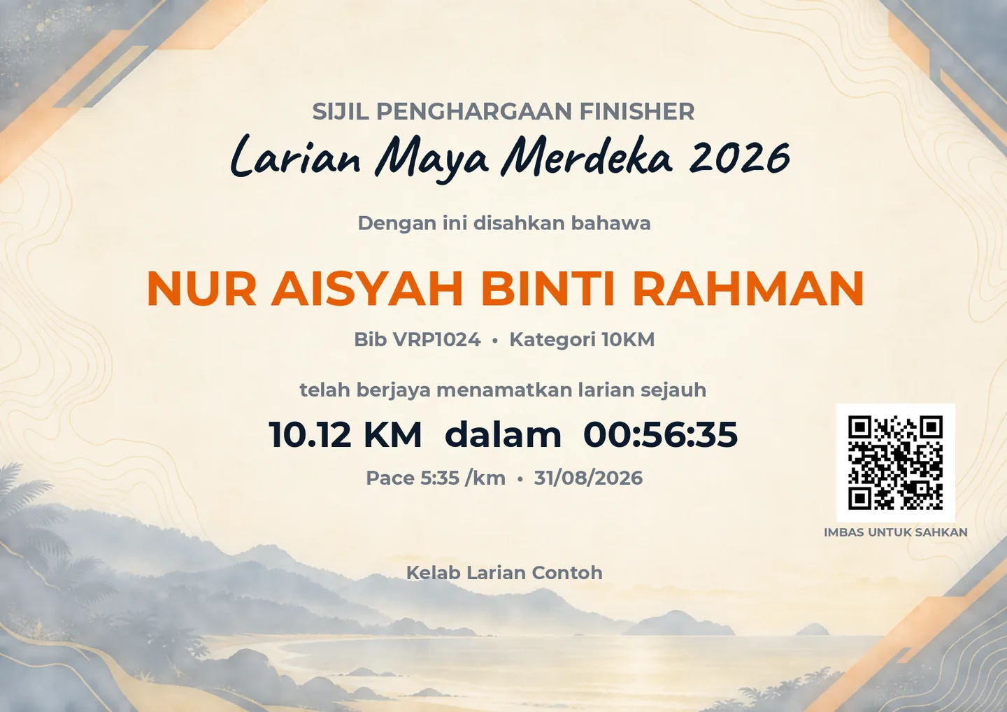 Contoh e-sijil finisher
